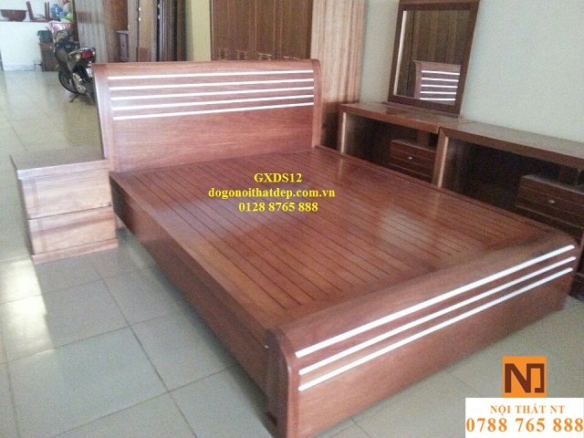 giường gỗ xoan đào, giường gỗ tự nhiên, giường giá rẻ