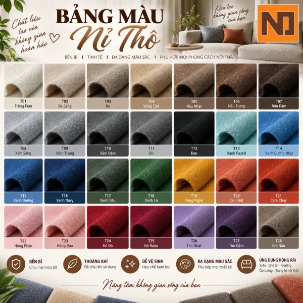 Bảng Màu Nỉ Thô