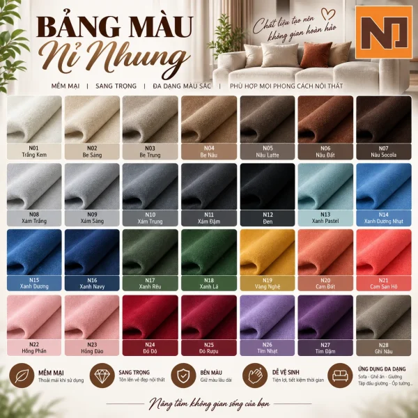 Bảng Màu Nỉ Nhung