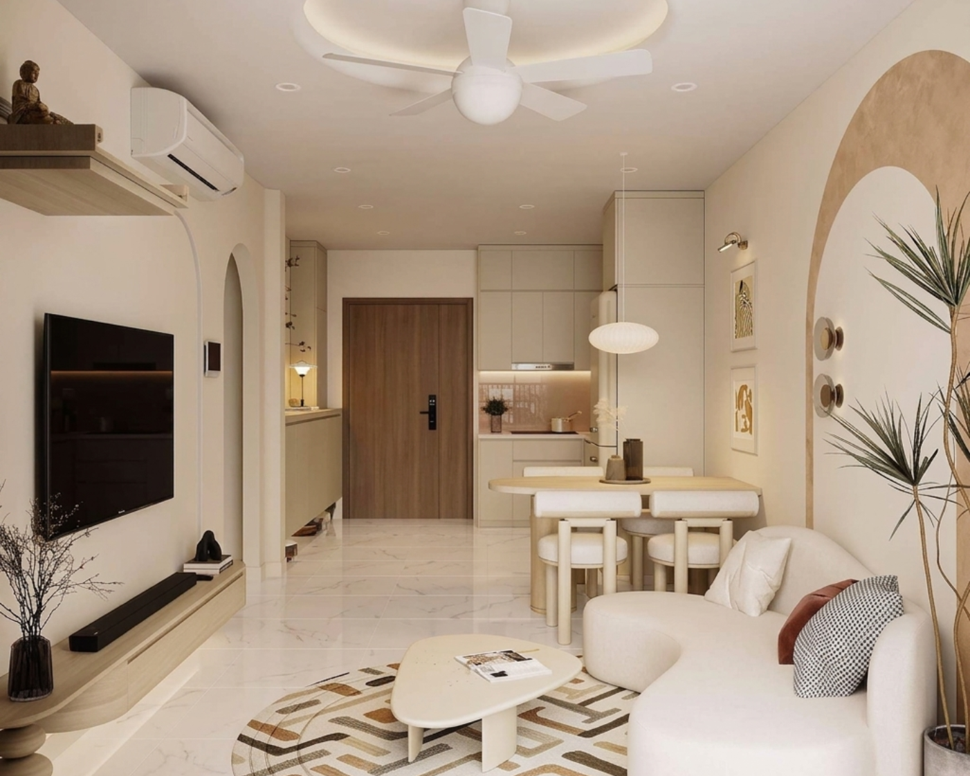 Thiết Kế Nội Thất Vinhomes Ocean Park 48m2 | Japandi | Anh Sơn | 1PN | 90 Triệu