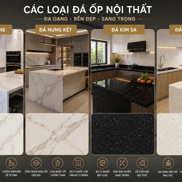 Đá Ốp Nội Thất - Vicostone, Đá Nung Kết, Kim Sa, Phú Sơn