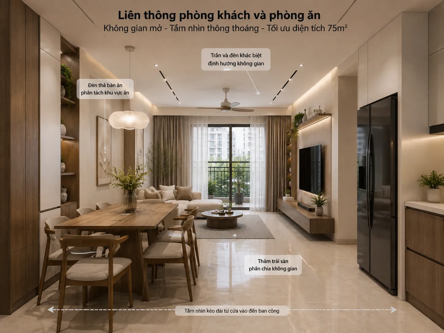 Thiết Kế Nội Thất Chung Cư 75m2: 20+ Ý Tưởng Đẹp & Không Gian Xanh