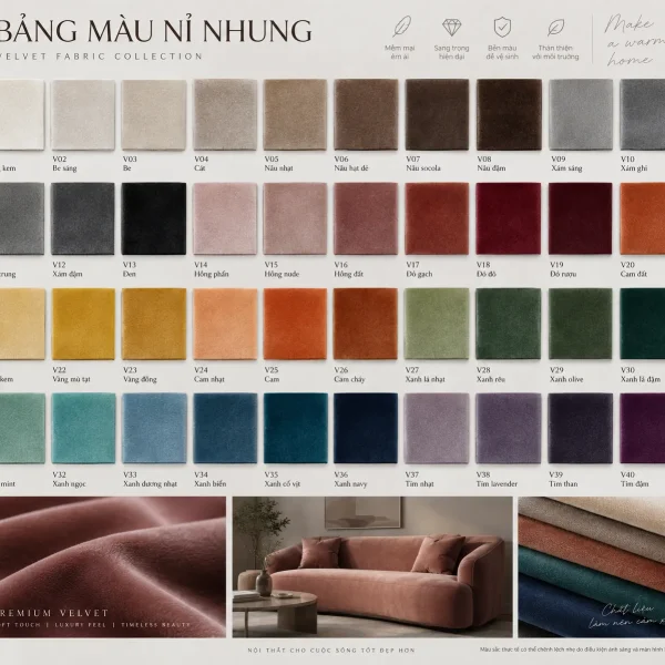 Vải Nỉ Nội Thất Là Gì? Các Loại Vải Nỉ & Bảng Màu Thực Tế